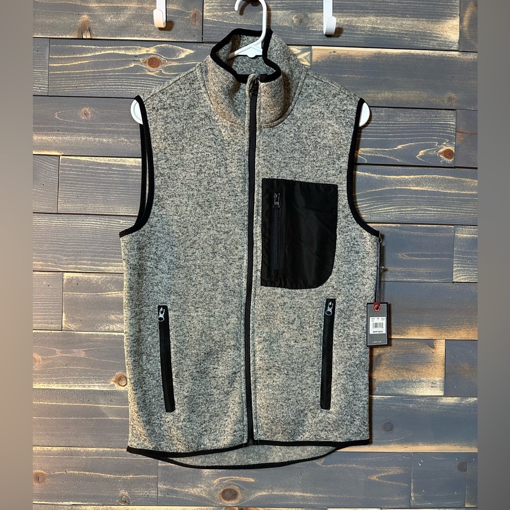 NEW W/ TAG!!! Beverly Hills Polo Club Men's Heather Gray Vest with Black Details